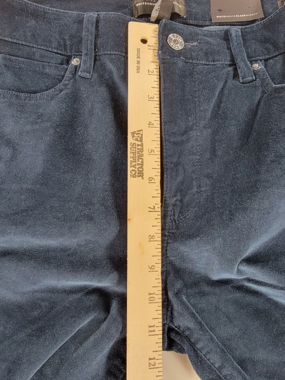 NEW White House Black Market WHBM Velvet Mini Boot Stretch Women's 8 Teal Pants - Picture 10 of 12